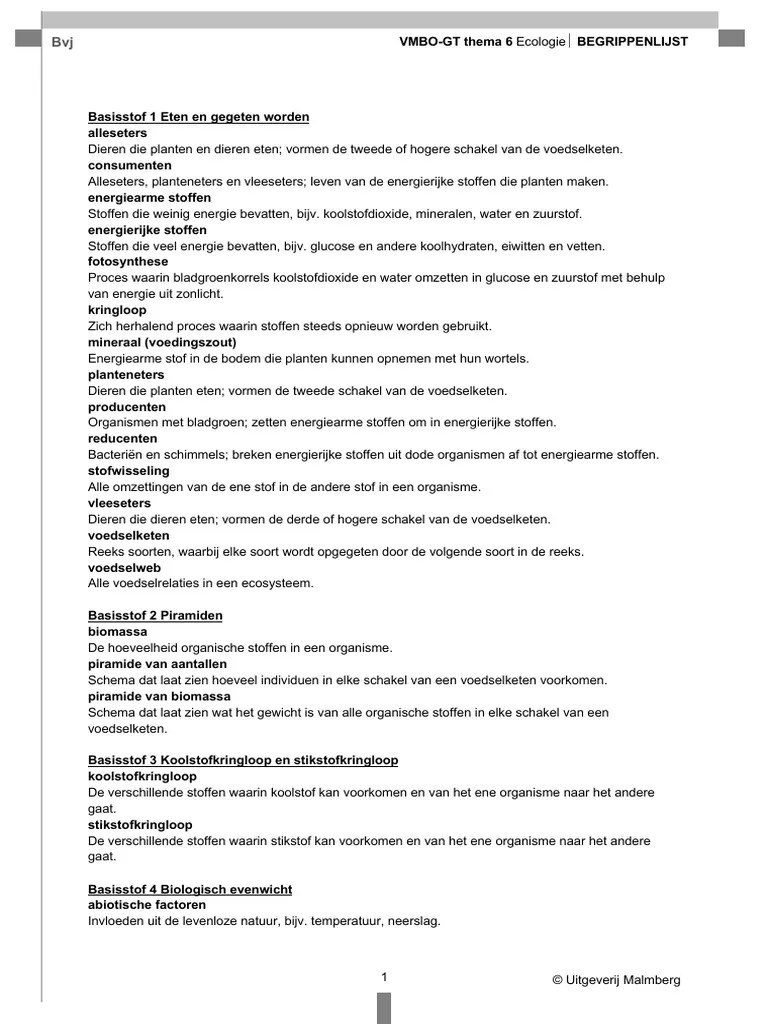 BVJ 3VMBO GT T6 Begrippenlijst | PDF