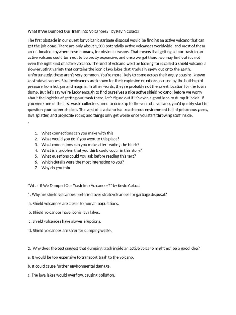What If We Dumped Our Trash Into Volcanoes | PDF | Volcano | Types Of Volcanic Eruptions