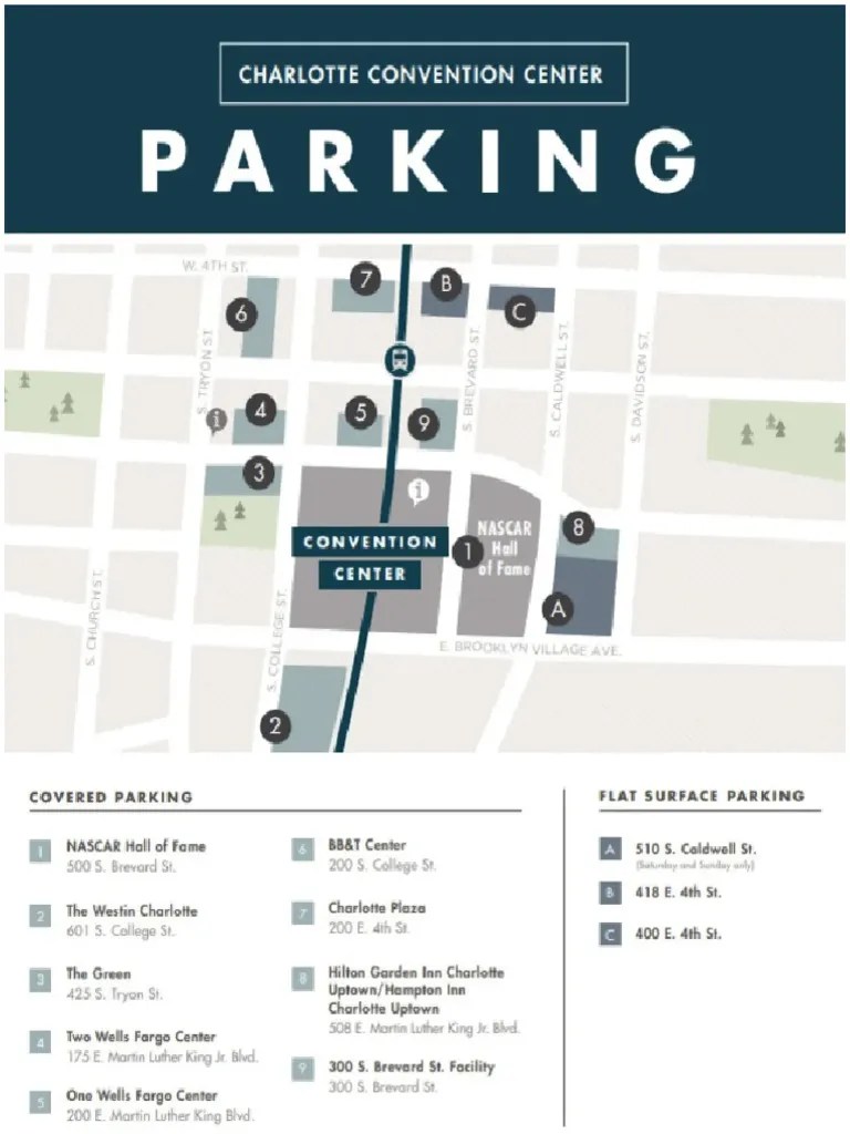 Uptown Charlotte Public Parking Map Near Convention Center PDF 1