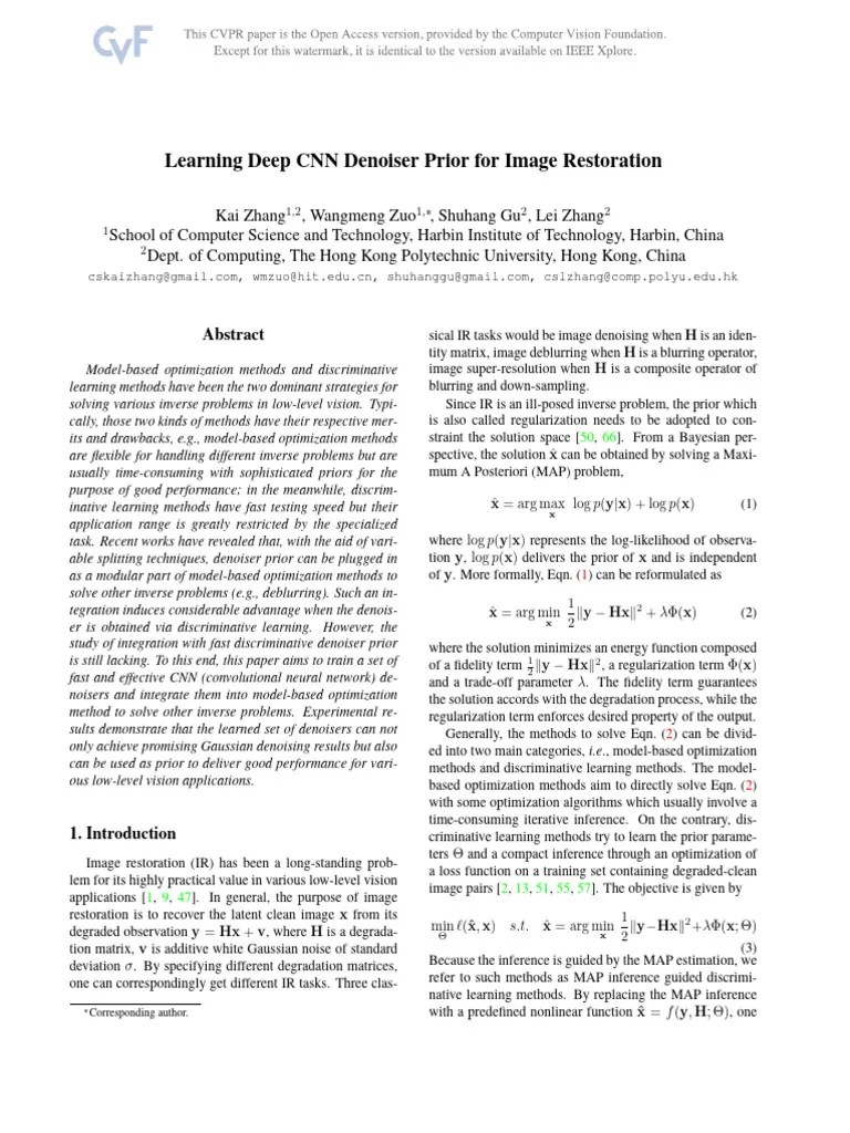 Zhang_Learning_Deep_CNN_CVPR_2017_paper | PDF | Applied Mathematics ...