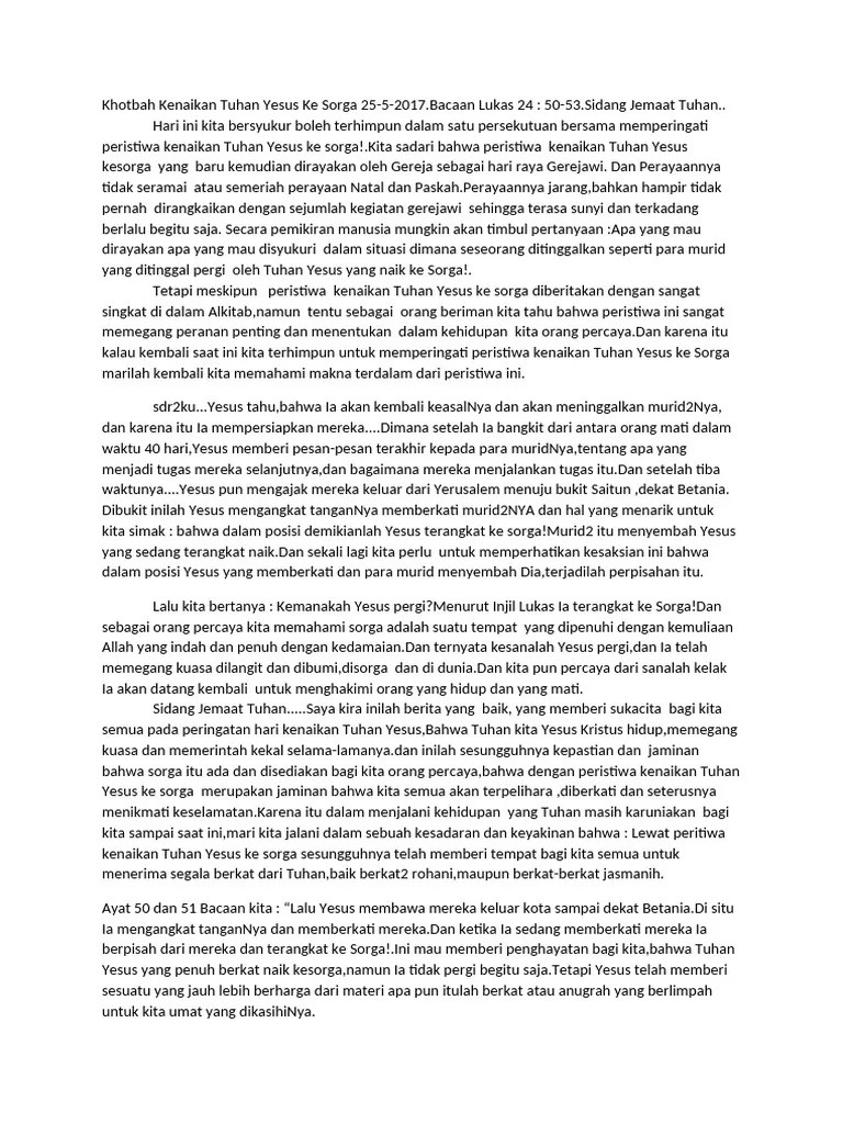 Khotbah Kenaikan Tuhan Yesus Ke Sorga 25 | PDF