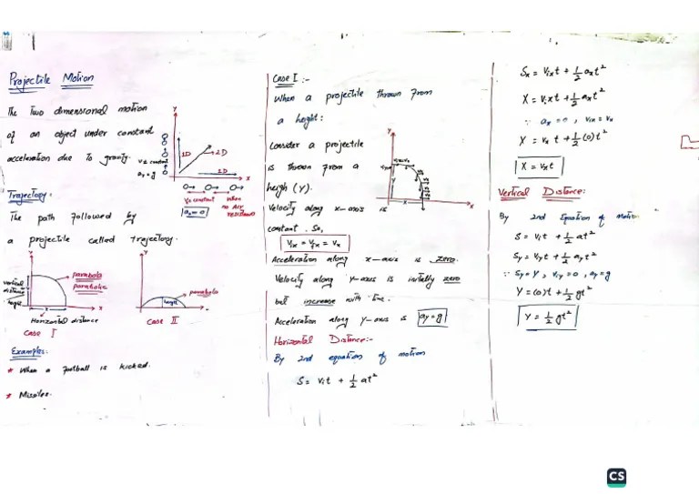 Projectile Motion Case 1 | PDF