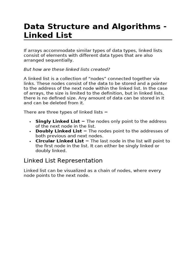Data Structure And Algorithms - Basic Linked Lists | PDF | Computer ...