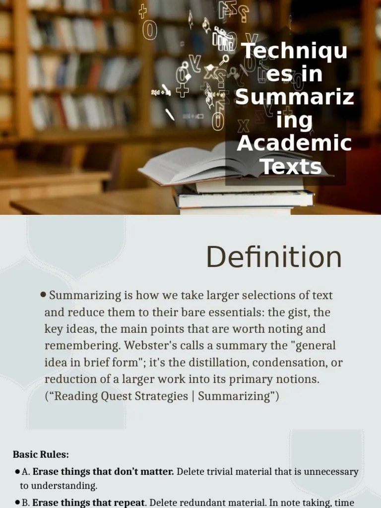 Techniques In Summarizing | PDF