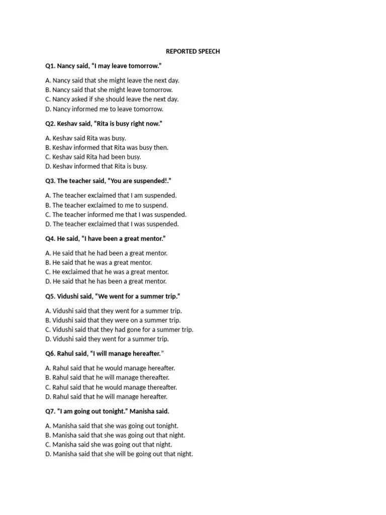 Reported Speech 10 Cbse | PDF | Art