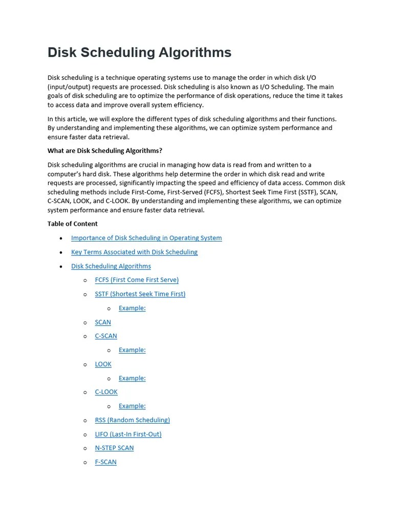 Disk Scheduling Algorithms | PDF | Scheduling (Computing) | Disk Storage