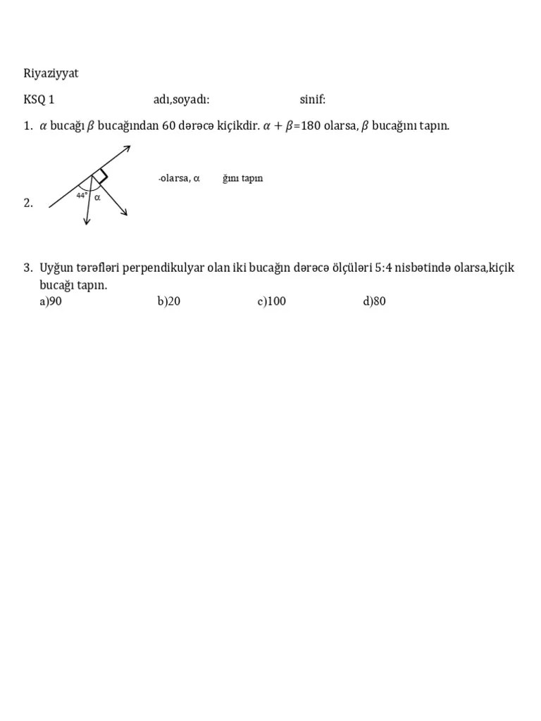 Riyaziyyat KSQ 1 | PDF