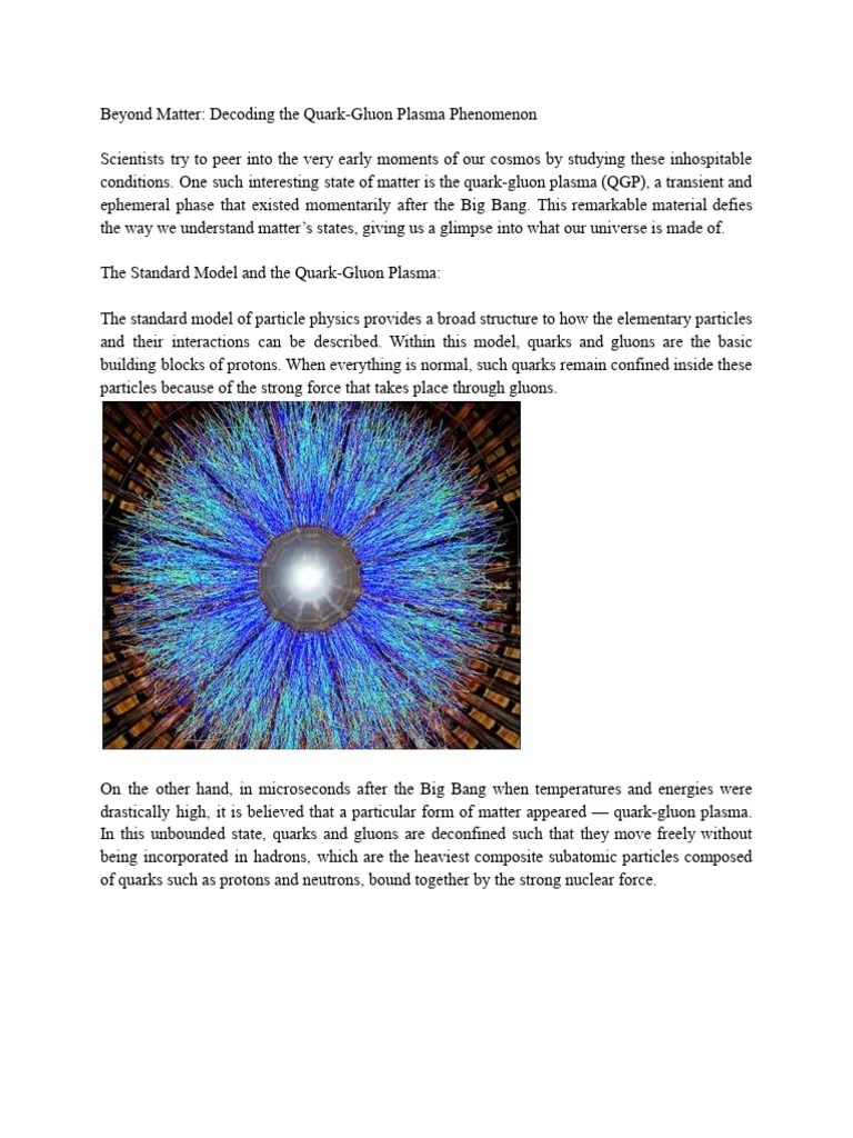 Decoding The Quark-Gluon Plasma Phenomenon | PDF | Particle Physics | Quark