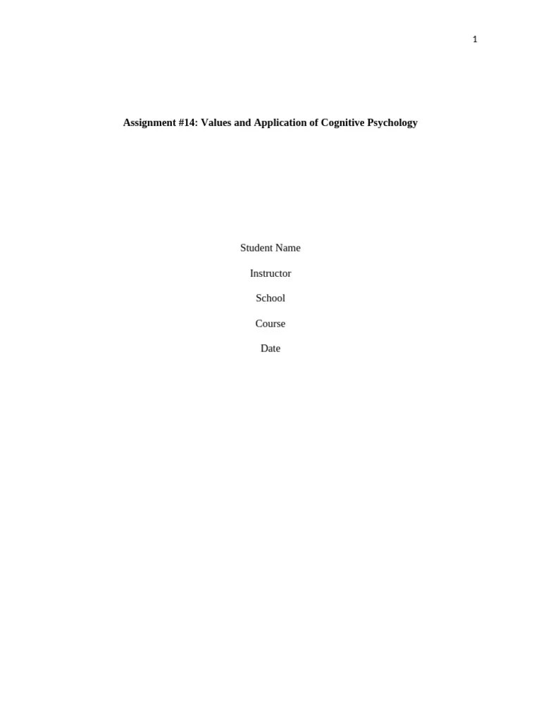 Assignment 14 | PDF | Psychology | Cognition