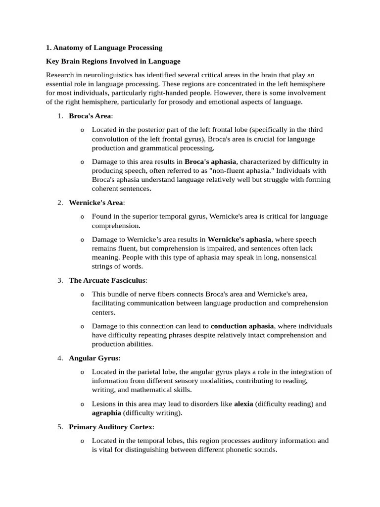 Brain And Language | PDF | Aphasia | Lateralization Of Brain Function