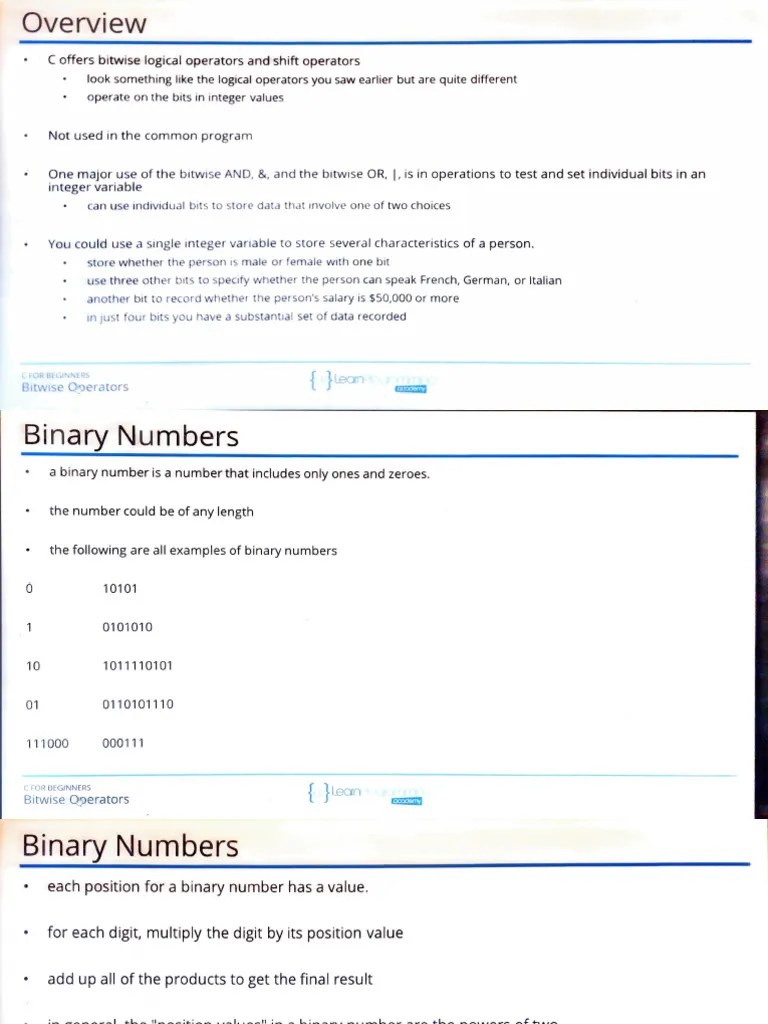 Bitwise Operators | PDF | Bit | Numbers