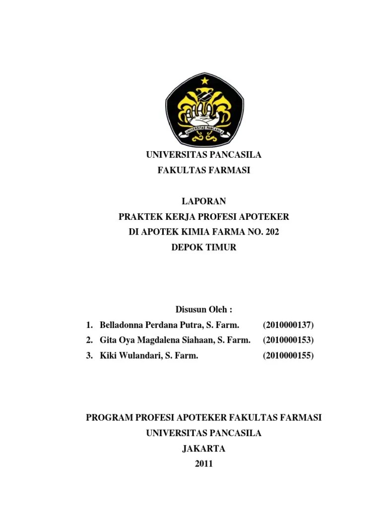 Bagian iv ketentuan sidang kerja praktek. Contoh Laporan Pkl Farmasi Di Kimia Farma
