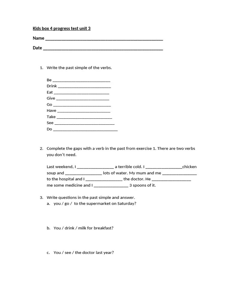 Kids Box 4 Unit 3 Progress Test Pdf