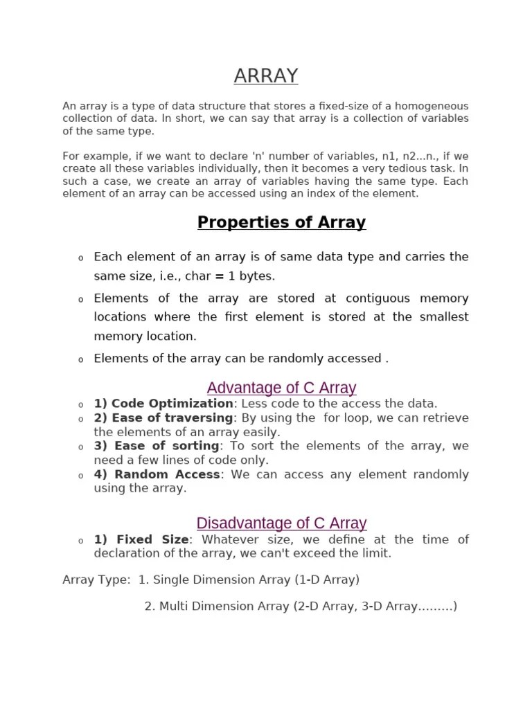 Array Unit 1 | PDF | String (Computer Science) | Computer Engineering