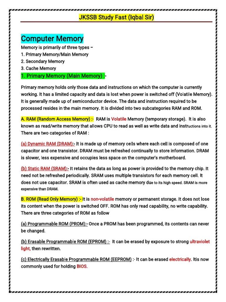 Lec-2 Computer | PDF | Random Access Memory | Computer Data Storage