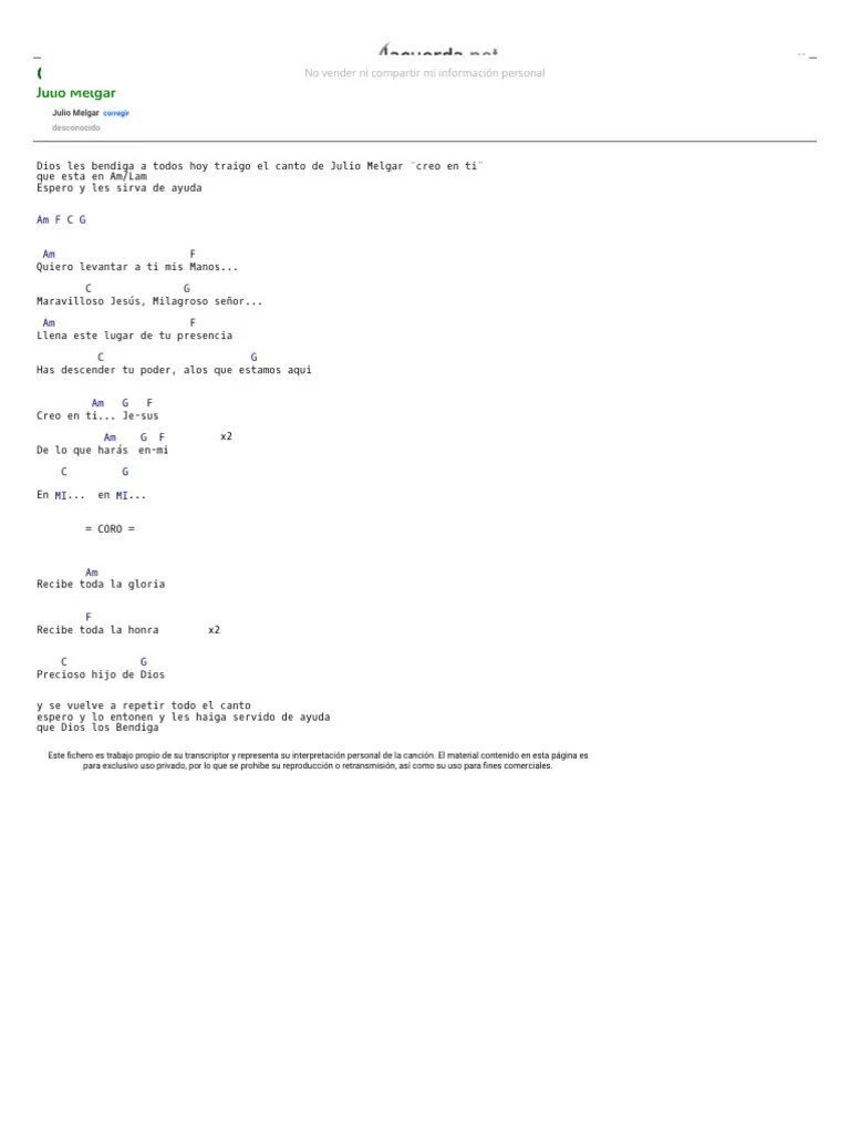 CREO En TI, Julio Melgar: Acordes | PDF