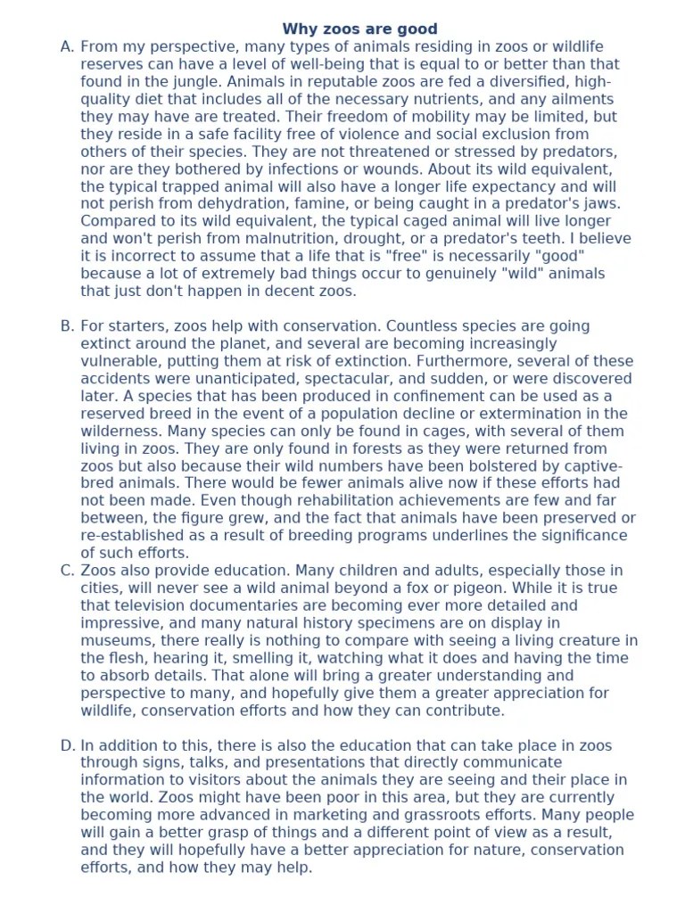 Why Zoos Are Good | PDF | Zoo | Wildlife
