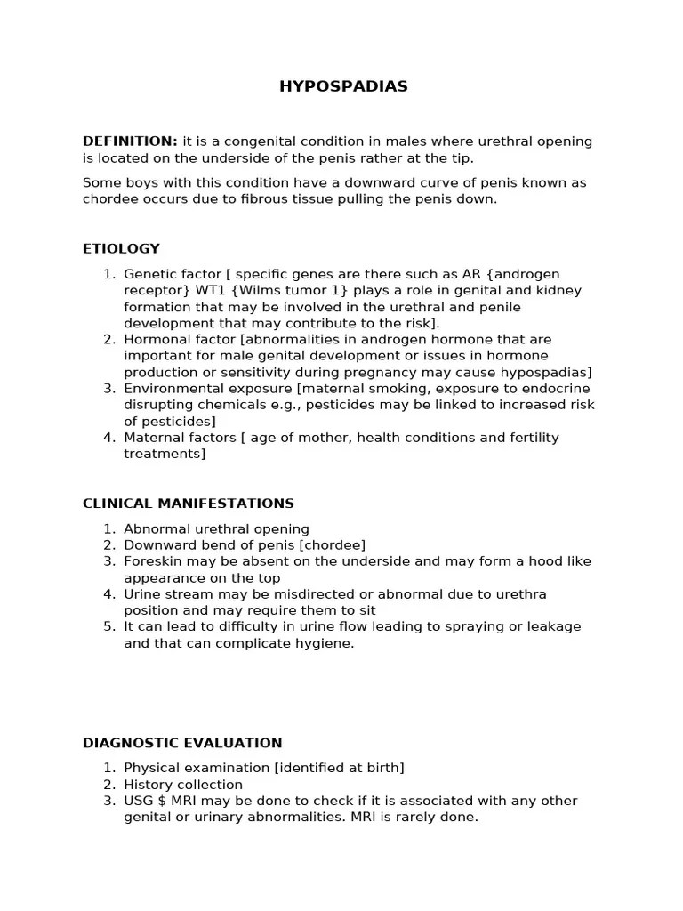 HYPOSPADIAS | PDF | Medical Specialties | Diseases And Disorders