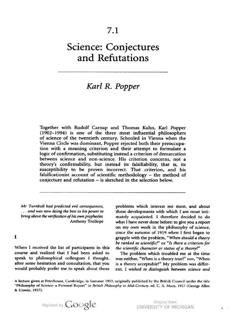 Popper Science Conjectures And Refutations Readable | PDF ...