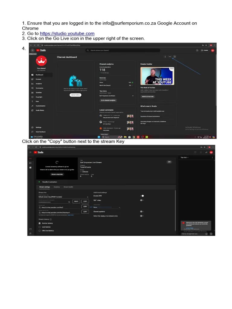 OBS Youtube Stream Steps | PDF