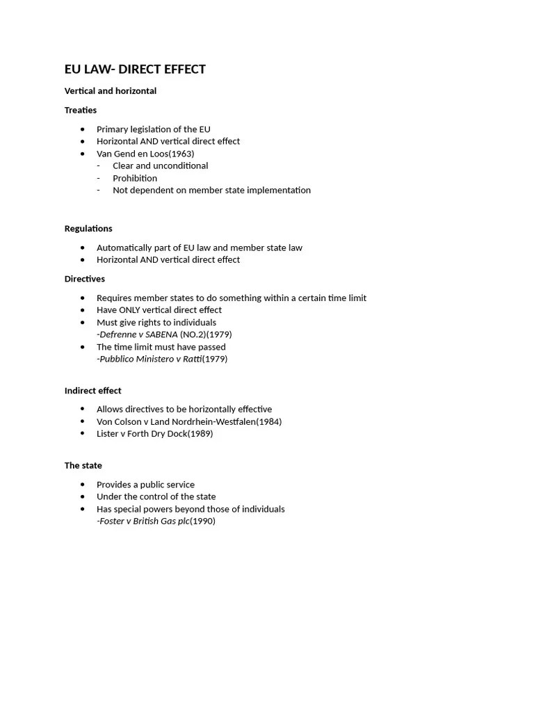 EU LAW DIRECT Effect | PDF