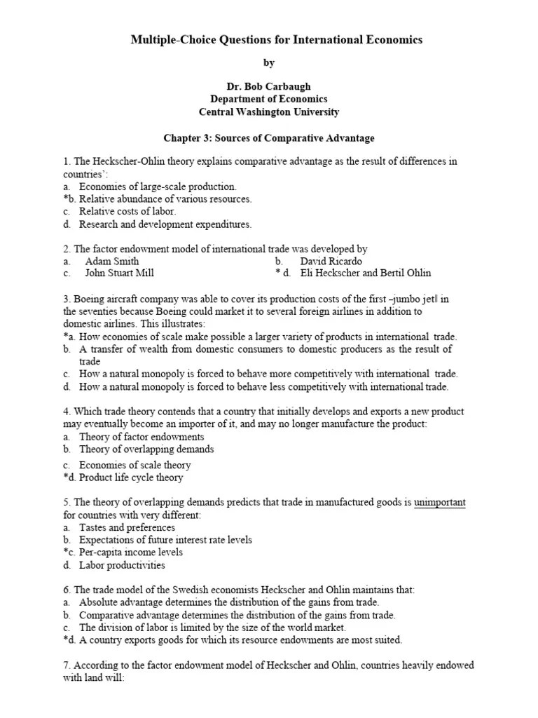 Chapter 3 (Answers) | PDF | Comparative Advantage | Economics