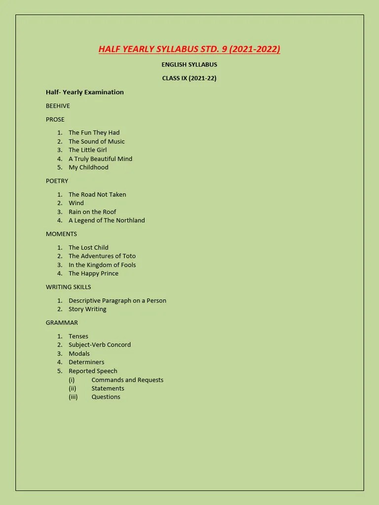 HALF-YEARLY-SYLLABUS-9 | PDF | Software | Operating System