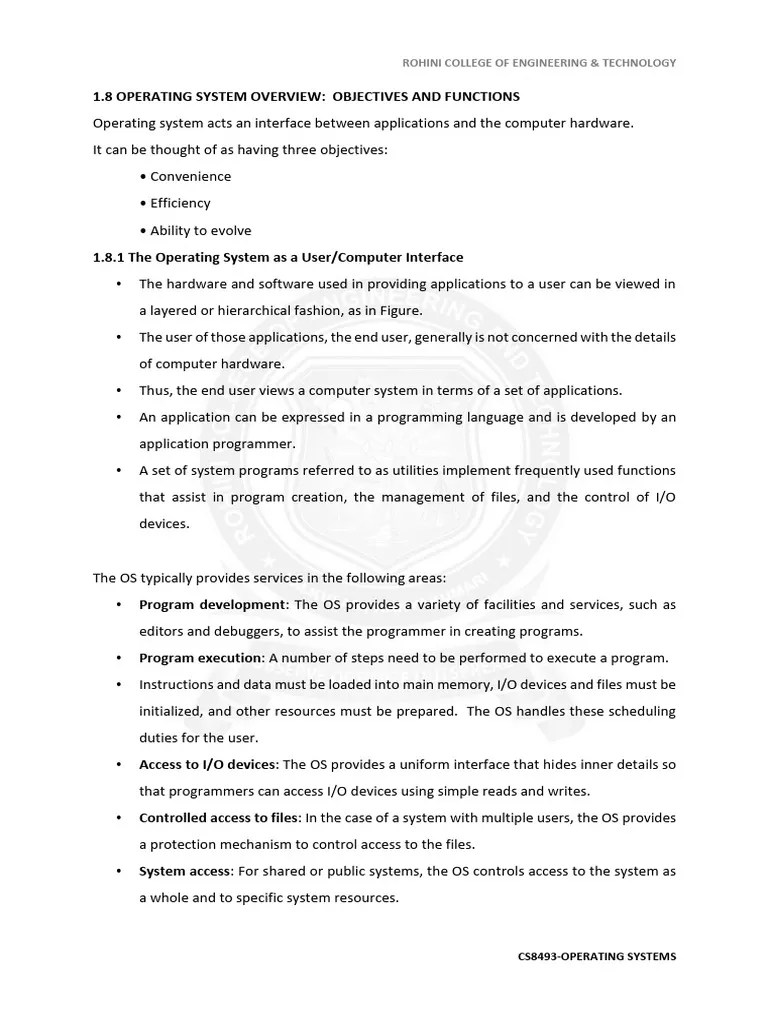 Operating System Overview Objectives And Functions | PDF | Operating ...