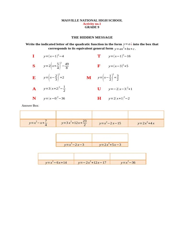 The Hidden Message Activity | PDF