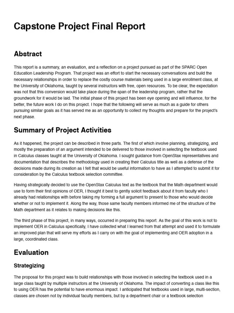Capstone Final Report | PDF | Textbook | Goal