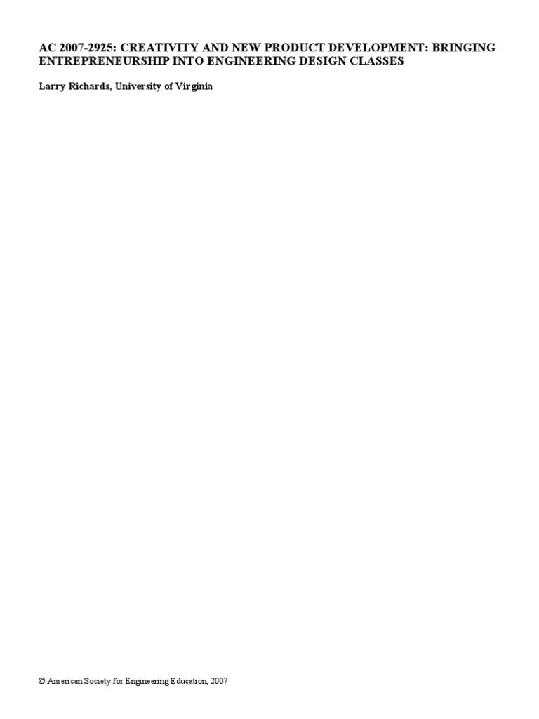 2925 Creativity And New Product Development | PDF | Distance Education | Entrepreneurship