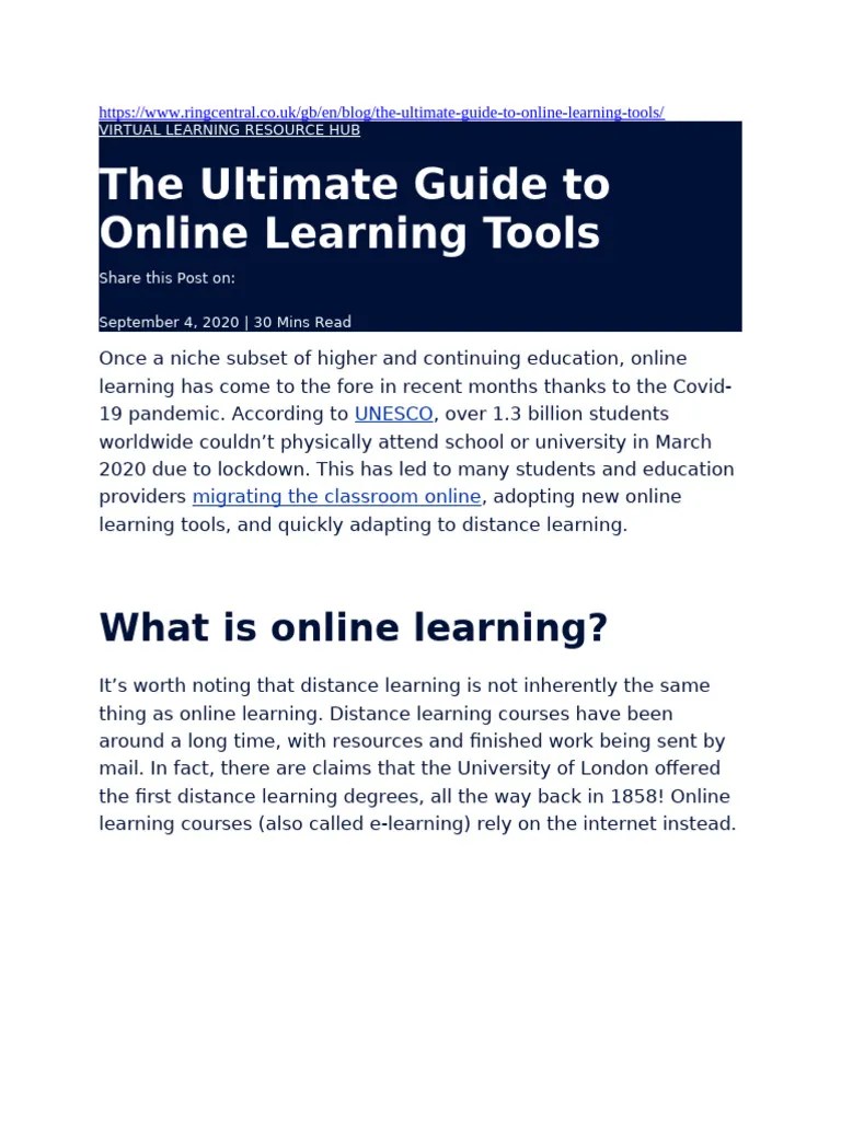 The Ultimate Guide To Online Learning Tools | PDF | Educational ...
