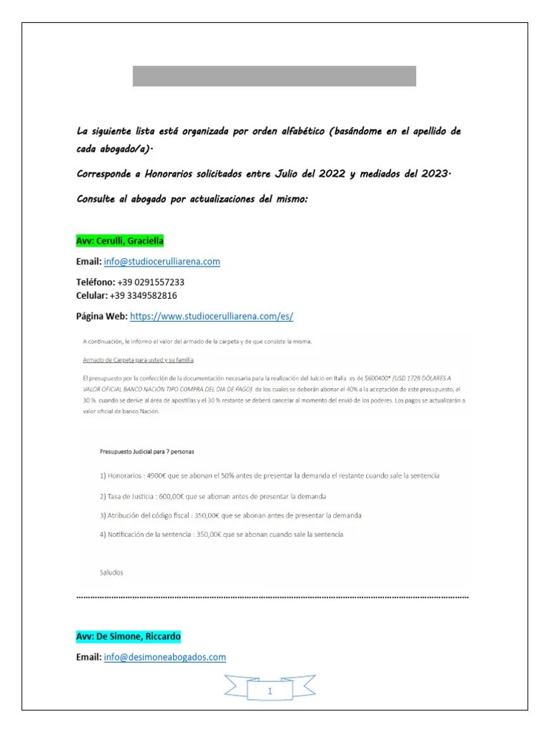 Honorarios De Abogados | PDF