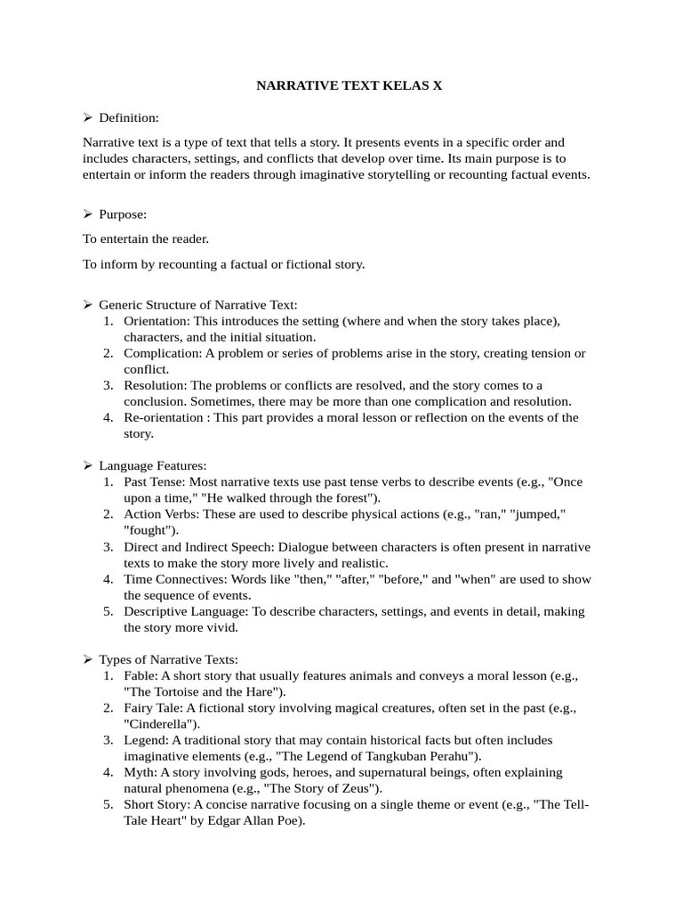 Materi Narrative Text Kelas X | PDF | Narration | Narrative