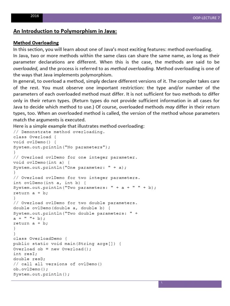 Oop L7 | PDF | Parameter (Computer Programming) | Method (Computer ...