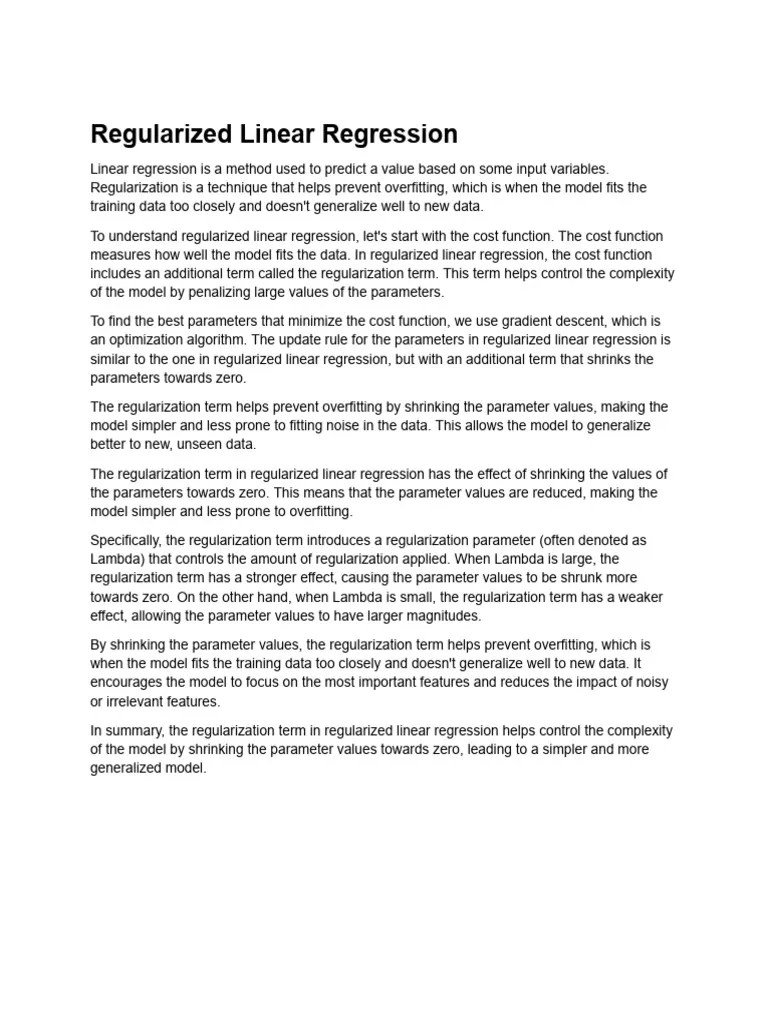 22 Regularized Linear Regression (Guide) | PDF