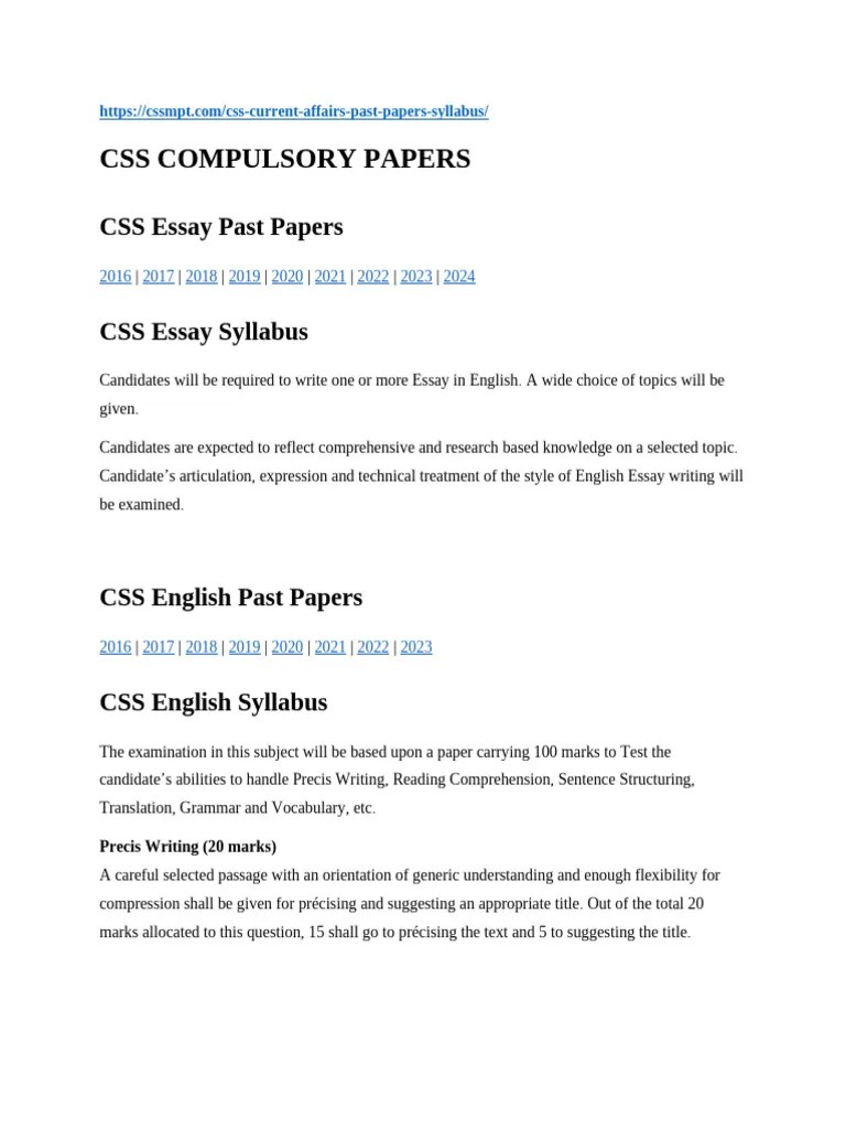 Css Syllabus | PDF | Pakistan | Mathematics