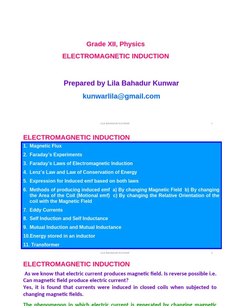 Unit 3 Electromagnetic Induction | PDF | Electromagnetic Induction | Inductance
