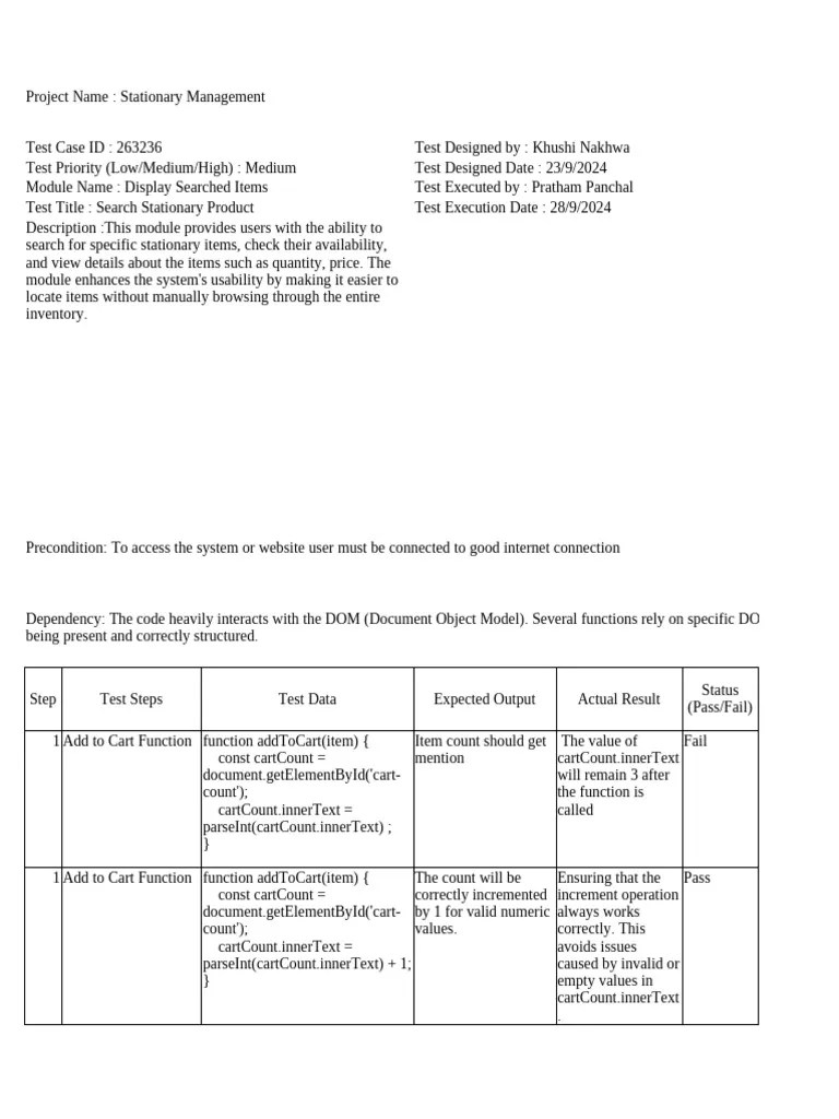 Test Case Template Expf | PDF | Document Object Model | Usability