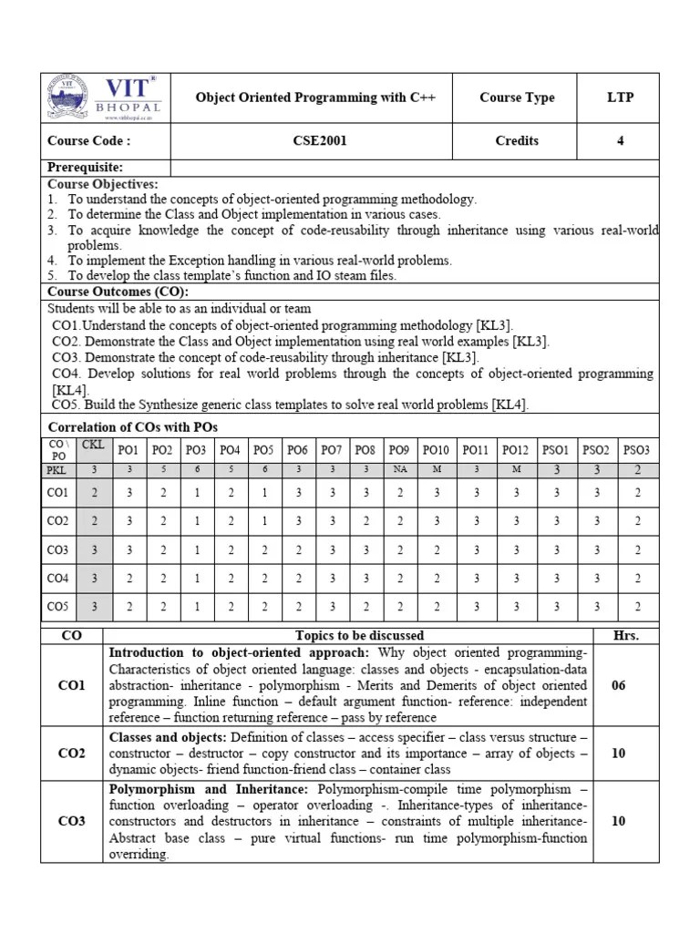 Cse2001 Object-Oriented-programming-with-c++ LTP 1.1 58 Cse2001 Object Oriented Programming With ...