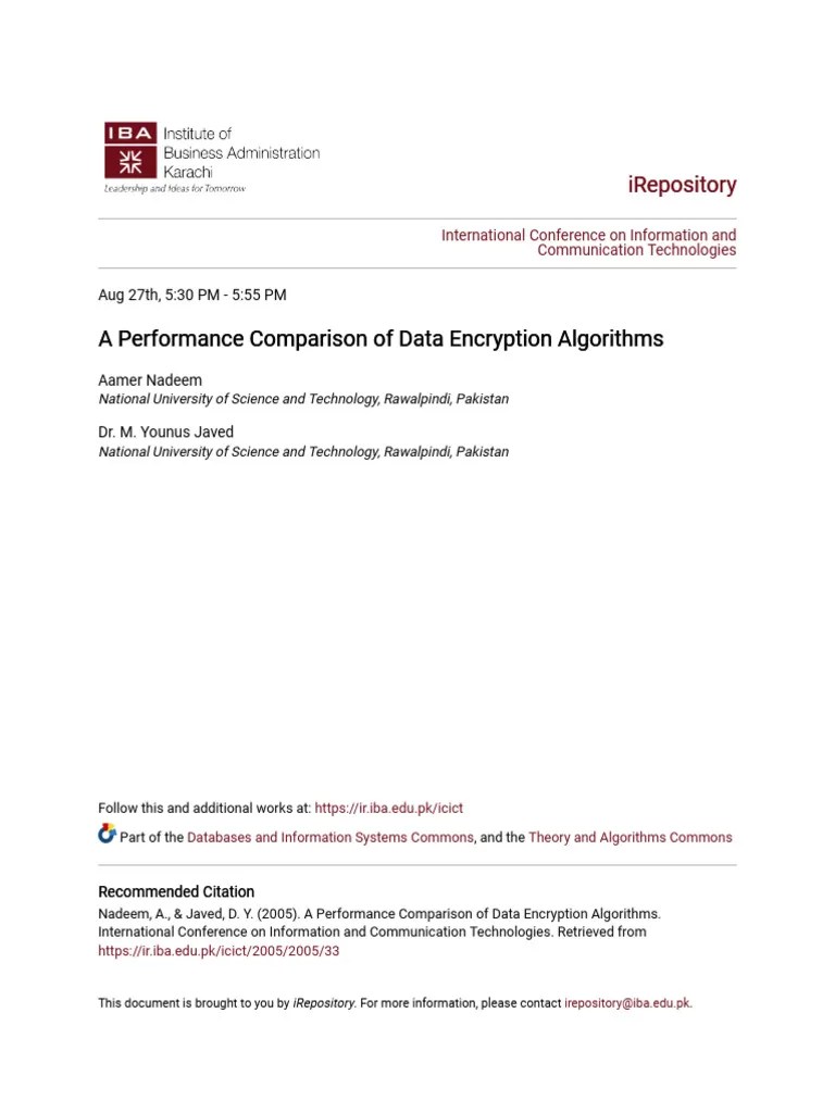 A Performance Comparison Of Data Encryption Algorithms | PDF ...