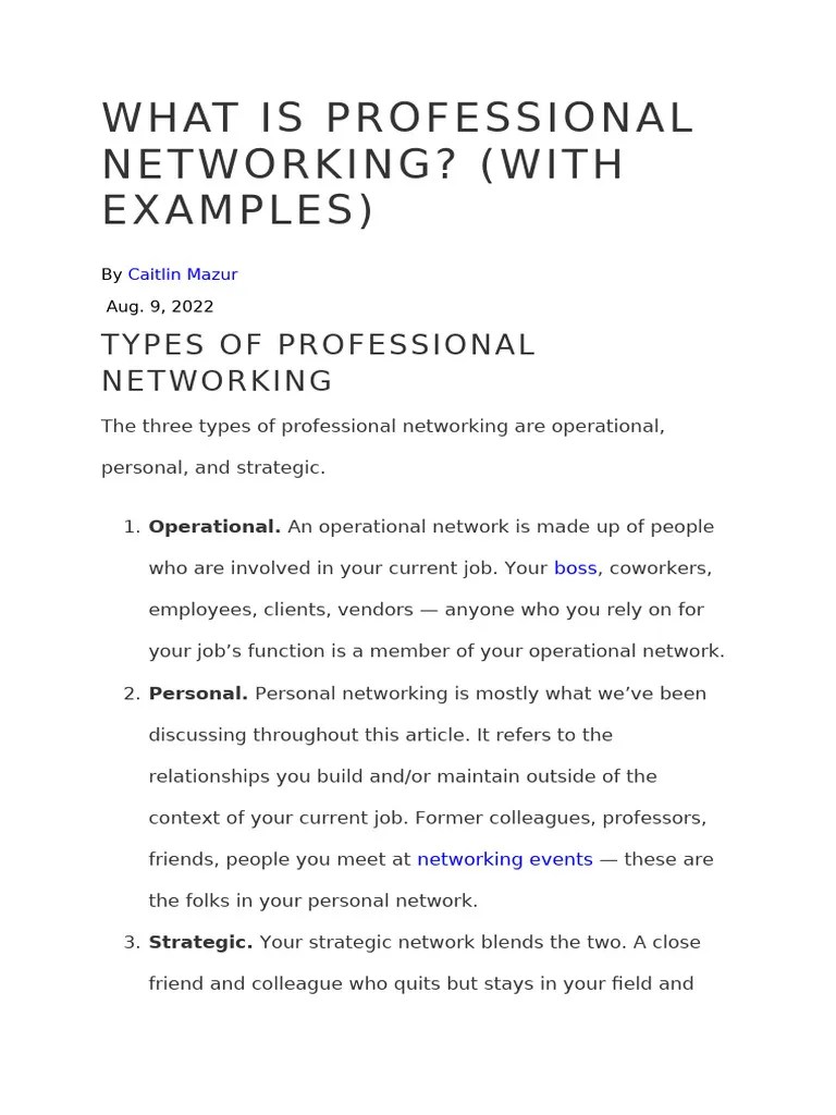 WHAT IS PROFESSIONAL NETWORKING | PDF | Job Interview | Social Psychology