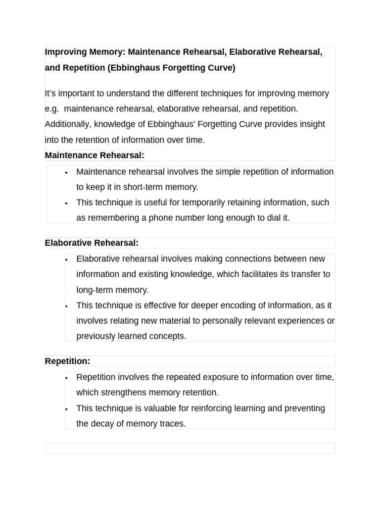 Improving Memory Notes (4) | PDF