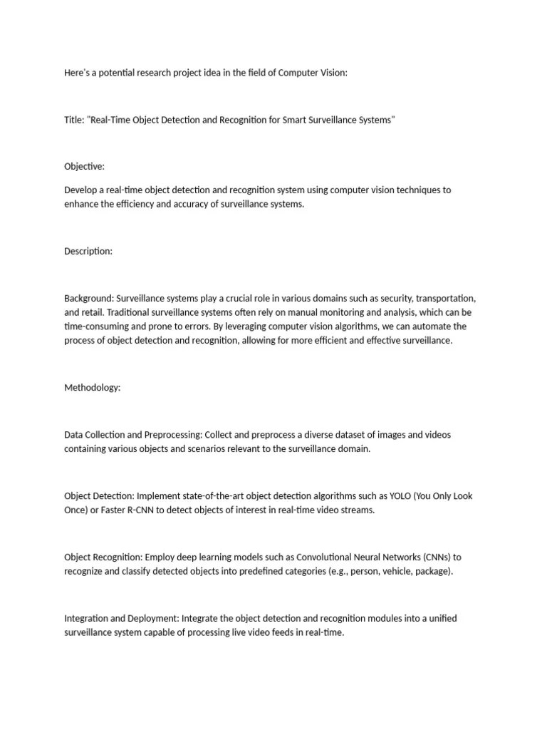 Computer Vision Real-Time Object Detection And Recognition For Smart ...