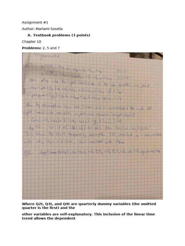 Econometrics III - HW 1 | PDF | Linear Regression | Errors And Residuals