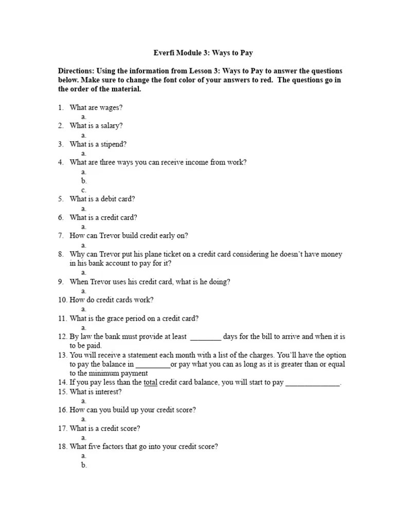 REDACTED - Everfi Module 3 Student | PDF | Credit Card | Payday Loan