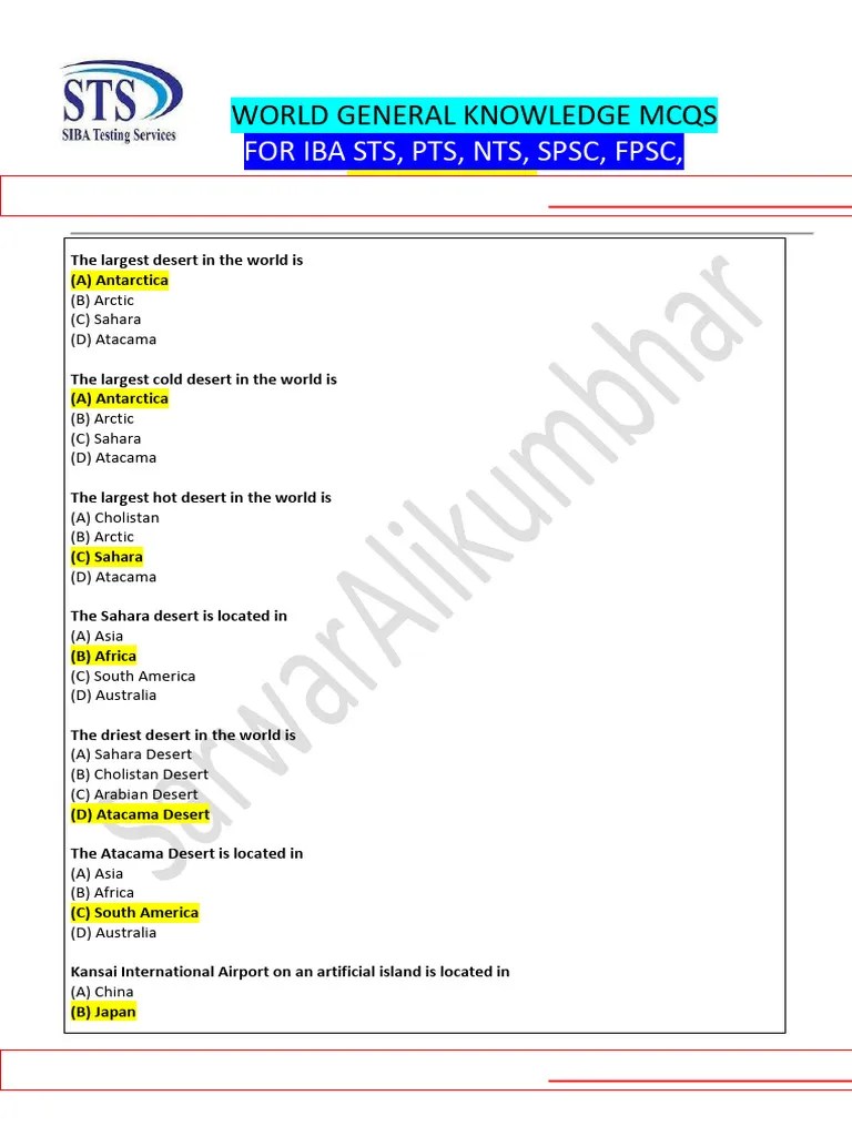 Most Rpeated World General Knowledge Mcqs For All Exam | PDF | Olympic Games | Indian Ocean