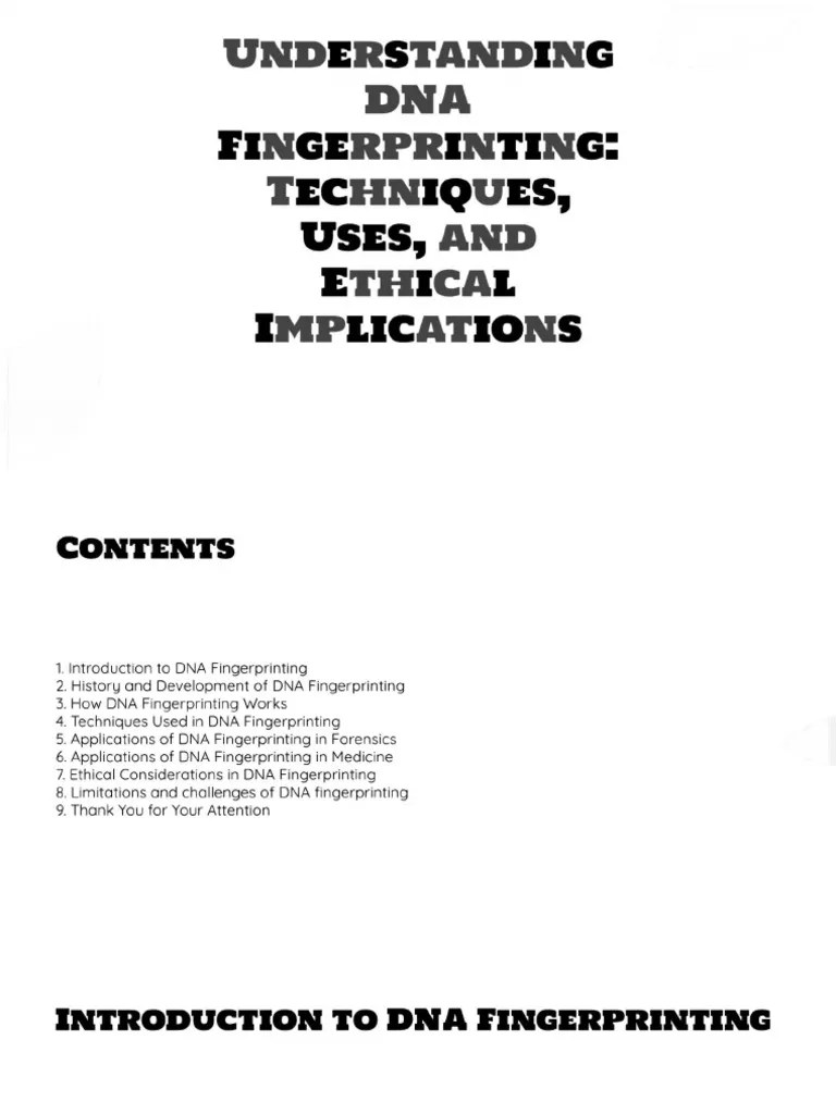 Dna Fingerprinting | PDF | Dna Profiling | Genetic Engineering