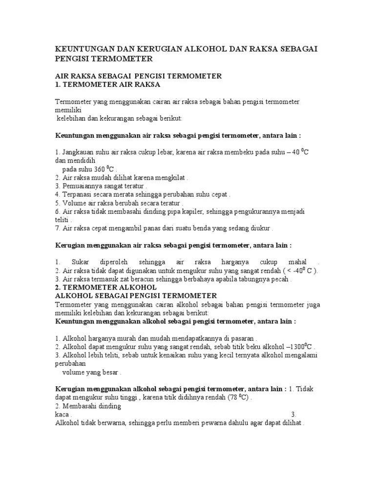 Termometer air raksa paling banyak digunakan. Keuntungan Dan Kerugian Alkohol Dan Raksa Sebagai Pengisi Termometer Pdf