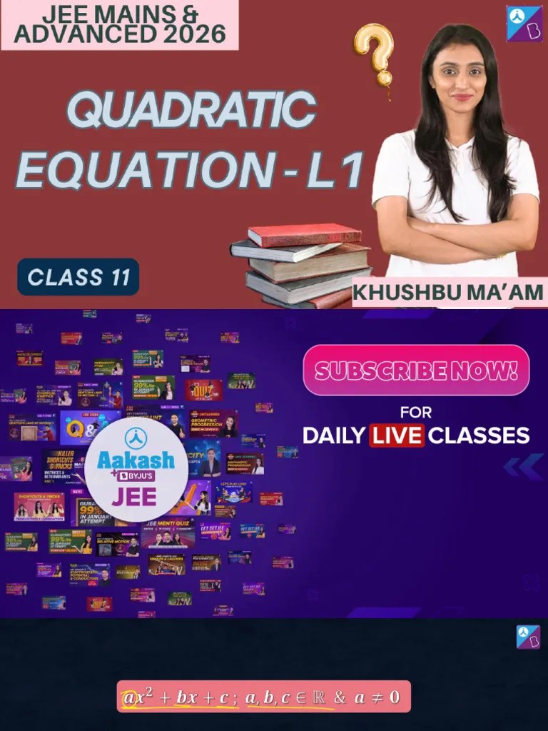 Quadratic Equations L-1 Notes | PDF | Quadratic Equation | Mathematical ...